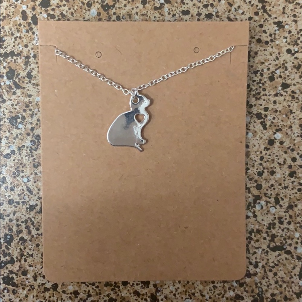 Cute Kitty Cat Silver Necklace